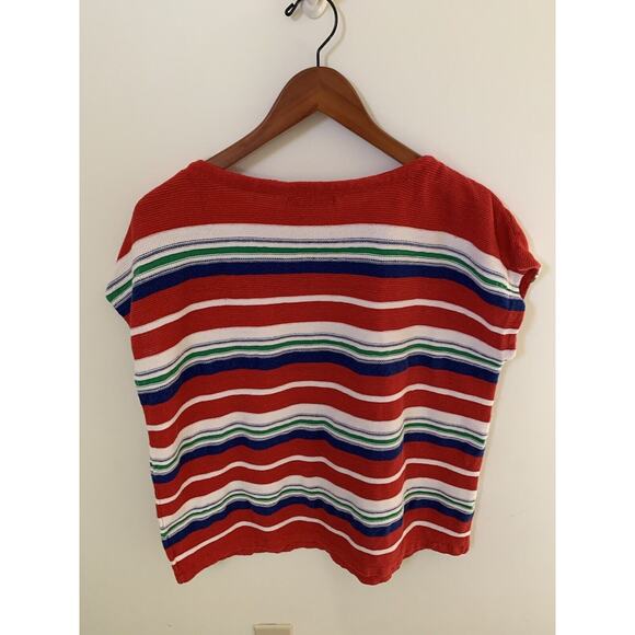 Lauren LRL Women Size 1X Top Multicolor Striped Linen Blend Knit Round Neck - Picture 3 of 4